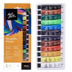 Mont Marte ガッシュ絵の具 Gouache Paint 12色x12ml セミマット ファブリック、キャンバス、水彩画用紙、ハイブリッドメディアに最適のサムネイル