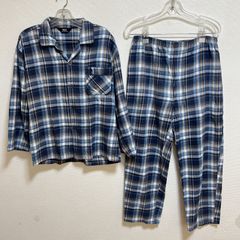 [パジャマ]3:ポロ　POLO 長袖パジャマ　チェック柄　青色　Mサイズ