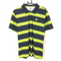 新品未使用　WAAC MENS チェッカーパターン 半袖ポロシャツ　サイズ1 MEN ジオメトリックパターンポロシャツ ブラック