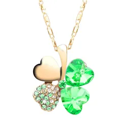 [ジョセファロレーヌ] 四つ葉 クローバー ネックレス レディース 女性 チェーン プレゼント ペンダント 人気 ブランド シルバー カワイイ ファッション カッコイイ 安い スポーツ 結婚式 ステンレス 収納 925 パーティー ケー [エメラルドグリーン]
