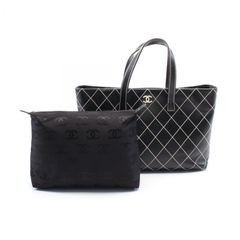 シャネル CHANEL トートバッグ ワイルドステッチ ブラック レザー ワイルドステッチ トートバッグ レディース Used A