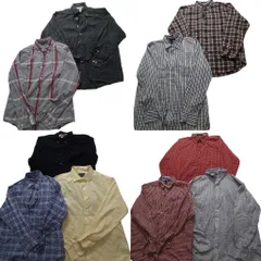 古着卸 まとめ売り トミーヒルフィガー 長袖シャツ 10枚セット (メンズ L /XL ) ワンポイント チェック ボタンダウン 中古 古着 NB4340