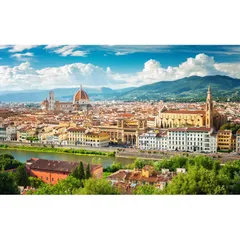 絵画風 壁紙ポスター (はがせるシール式) フィレンツェの景色 サンタ・マリア・デル・フィオーレ大聖堂 イタリア 欧州文化首都 キャラクロ FRNZ-002W2 (ワイド版 603mm×376mm) ＜日本製＞ ウォールステッカー お風呂ポスター