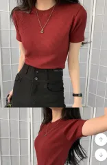 (バッチ価格) Cream Cheese Market(クリームチーズマーケット) リブ 半袖 ニット Tシャツ