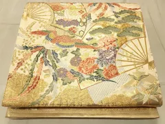 平和屋着物◎六通柄袋帯　唐織　鳳凰花文　金糸　正絹　逸品　CAAT4856ft