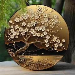 入荷！桜④ ブリキ/アルミ看板 ラウンド インテリア