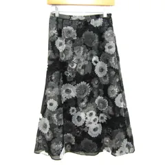 レリアン ロングスカート ボトムス フレア 花柄 日本製 レディース 11サイズ 黒×グレー×白 Leilian 【中古】