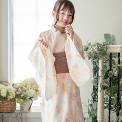 【水彩花柄アプリコット】ワンピースにもなる浴衣　2WAYセパレート浴衣　キャサリンコテージ　TAK