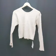 ◇ ◎ ●未使用● classicalelf リブ ストレッチ 上品 変形 長袖 バックスリットニット サイズL アイボリー レディース E  【1310130049060】