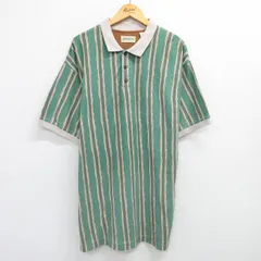 XL/古着 セントジョンズベイ 半袖 ポロ シャツ メンズ 90s 大きいサイズ ロング丈 コットン 緑他 グリーン ストライプ spe 25may16 中古 ト
