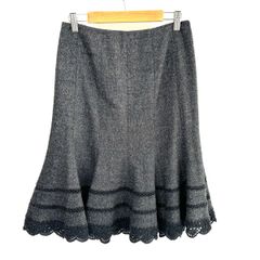 EPOCA(エポカ) スカート サイズ40 M レディース美品  - ダークグレー×黒 ひざ丈/刺繍