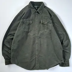 エディーバウアー Eddie Bauer 長袖 フランネルシャツ シャモアクロス ワークシャツ 無地 モスグリーン メンズ XL 古着 ヴィンテージ