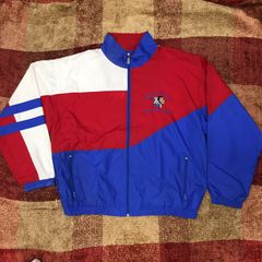 XL　Holloway ナイロンジャケット ウインドブレーカー 赤 青 白 先住民 ネイティブ インディアン レッド ブルー ホワイト　輸入　古着