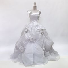 ウェディングドレス　中古　ホワイト　9号　シミ有　Aライン　ティアードドレス　ディスプレイ用におすすめ　W-305
