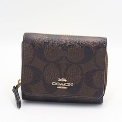 COACH コーチ シグネチャー 三つ折り財布 PVC レザー ブラウン - メルカリ