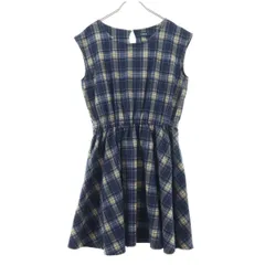 AS KNOW AS アズノウアズ チェック柄 ノースリーブ 膝丈ワンピース F ネイビー系 レディース 古着