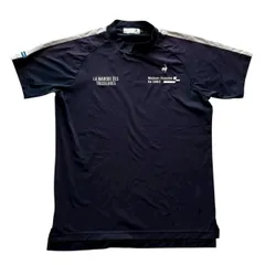 le coq Golf ルコックゴルフ モックネック半袖シャツ 紺 ネイビー ロゴ入り ゴルフ 趣味 スポーツ メンズ Lサイズ