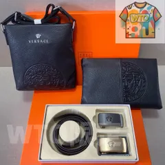[本日特価] ヴェルサーチ Versace 高級レザー ベルト＆バッグ スーパーセット（ギフトボックス付き） [本日特価|新品未使用品]-WT0輸入
