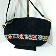 【送料込み 2000円均一】【美品】フェイラー FEILER 2way コットン 花柄ライン ヴィエンナ柄 肩掛け 斜め掛け ショルダーバッグ ブラック 2924607e20250124