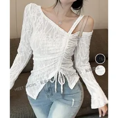【新品未使用】ワンオフショルダーレースTシャツギャザー vmsjx18