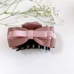 バンスクリップ　バイカラー　ブラウン×ピンク