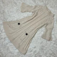 バーバリーブルーレーベル ケーブルニット ワンピース 7分袖 白 アイボリー ポケット付き Mサイズ相当 ★お値段交渉を受け付けます。【A0080】