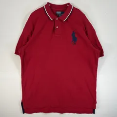 古着 90's/90年代 ポロバイラルフローレン Polo by Ralph Lauren 鹿の子 半袖 ポロシャツ ビッグポニー 大きいサイズ 肉厚 2ボタン XL  レッド 無地 メンズ
