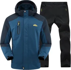 BENQUE(ベンケ) 雨風に強い アウトドアジャケット 上下セット メンズ 登山 釣り バイク 自転車 キャンプ トレッキング 防水 ウェア 通勤 通学 マウンテンパーカー レインウェア 雨具(1.ネイビー (速乾トレッキングパンツ),  M)