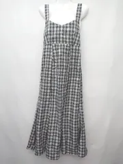 ◇ ◎ ●未使用● earth music&ecology アース チェック 膝下丈 キャミワンピース サイズM ブラック マルチ レディース P  【1408200013759】