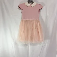 GLOBAL WORK グローバルワーク 女の子 子供用 ワンピース ドレス L 120㎝ ピンク チュール パール 丸襟 半袖 かわいい おしゃれ 発表会 結婚式 セレモニー フォーマル 入園式 パーティー