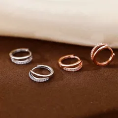 高見え 高級感 フープピアス シルバー 金アレ 小ぶり 2連リング 上品 大人 シンプル 入学式　卒業式