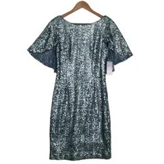 【新品 未使用】 ALEX EVENINGS アレックス イブニングス スパンコール★ パーティー ワンピース ドレス Sz.6P レディース