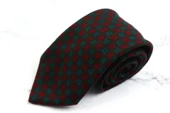 ピエールカルダン ブランドネクタイ 格子柄 小紋柄 幾何学模様 メンズ ブラウン Pierre Cardin 【中古】