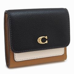 コーチ 折財布 レディース ミラ スモール フラップ ウォレット カラーブロック 二つ折り財布 コンパクト財布 レザー ブラック マルチ CAO14 B4/M2 COACH (ec)