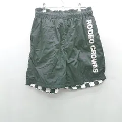 ◇ ⊂ RCWB ロデオクラウンズワイドボウル リバーシブル ウエストゴム チェック柄 ハーフパンツ サイズM ブラック メンズ E  【1412090000096】