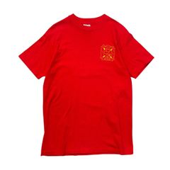 【L】90s USA製 Hanes 消防隊 Tシャツ ヴィンテージ シングルステッチ ワンポイント レッド