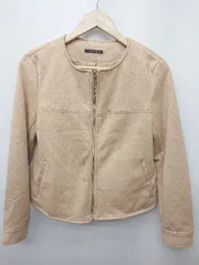 ◇ INGNI イング スウェード調 長袖 ノーカラー ジャケット サイズM ベージュ レディース. P  【1407260023050】