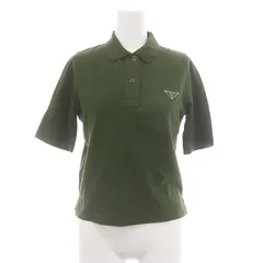 プラダ PRADA 23年製 トライアングルプレート ポロシャツ 半袖 38 カーキ 39575 S000 14LR ■SH