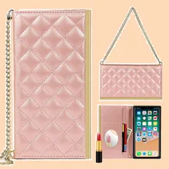 【人気商品】Pelanty iPhone Xs Max ケース手帳型 携帯カバー PUレザー ストラップ付き 女性可愛い 化粧鏡付き suica ICカードホルダー 財布型カバー 手持ち縄掛け スタンド機能 耐衝撃性 落下保護 多機能 アイフォンXS Max（