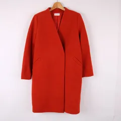 プラステ ノーカラーコート ウール混 無地 アウター レディース Sサイズ オレンジ PLST 【中古】