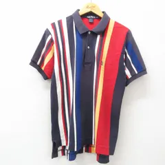 L/古着 ノーティカ 半袖 ブランド ポロ シャツ メンズ 90s ワンポイントロゴ 鹿の子 コットン 紺他 ネイビー ストライプ 25apr09 中古 トッ