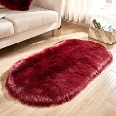 ☆ ワインレッド ☆ 50×80cm ☆ フロアマット pkyh6090 ラグマット 北欧 シャギーラグ 洗える ラグ マット ファーマット フロアマット カーペット 絨毯 フェイクファー ウォッシャブル 敷物 長毛 長い 暖かい 毛足 柔らかい モダンのサムネイル