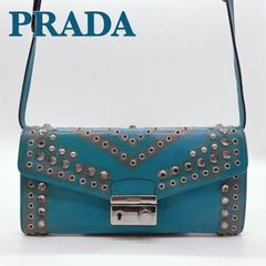 【PRADA】プラダ　レザー　ショルダーウォレット　青