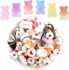 heizi デコパーツ クマ キャンディ 110個 ハンドメイド 樹脂 ロリポップ ミックス( クマ60個＆ホイップ50個)