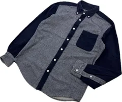 green label relaxing ☆ ユナイテッドアローズ デザイン 切り替え 長袖 ボタンダウン シャツ ネイビー グレー S 秋冬 メンズ 万能■S3928