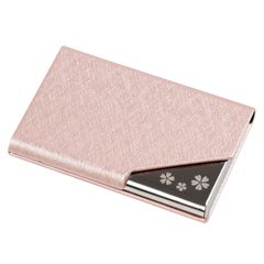 メンズ レディース 名刺入れ 合皮 薄型 選べる多色 [Fukuhana] 名刺が折れない 専用の化粧箱が付き (桜さくら色)