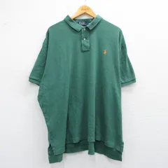 XL/古着 ラルフローレン 半袖 ブランド ポロ シャツ メンズ 90s ワンポイントロゴ 大きいサイズ コットン 緑 グリーン 霜降り 25apr26 中古