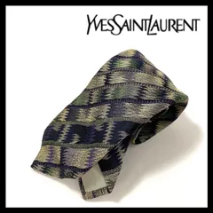 SJ3【YVES SAINT LAURENT】ネクタイ SILK/シルク 100% グリーン/緑 ネイビー パープル/紫 総柄 YSL/イヴサンローラン (SJ3-85-2②)
