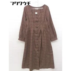 ◇ Red Color Jenny チェック 長袖 ロング ワンピース サイズL ブラウン系 レディース  【中古】 【1106140000449】