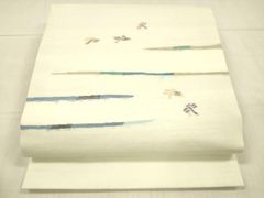 C◇着物くつろぎ 夏物 菱形模様 銀糸 太鼓 正絹 薄物 絽 紗 名古屋帯